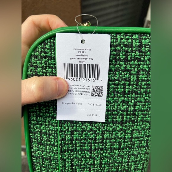 Green Bean Tweed Fabric Mini Camera Crossbody Bag | Kate Spade - Picture 6 of 7